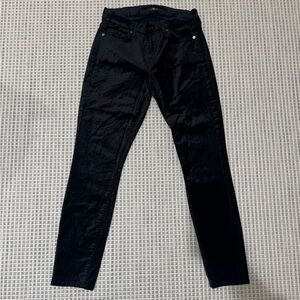 7 For All Mankind Black Velour Skinny Jeans Size 26